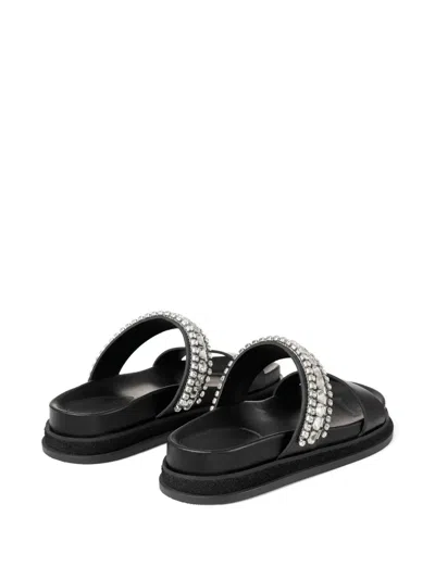 Jimmy Choo Crystal Embellished Leather Flat Sandals