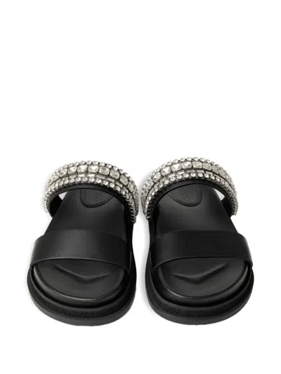 Jimmy Choo Crystal Embellished Leather Flat Sandals
