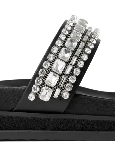 Jimmy Choo Crystal Embellished Leather Flat Sandals