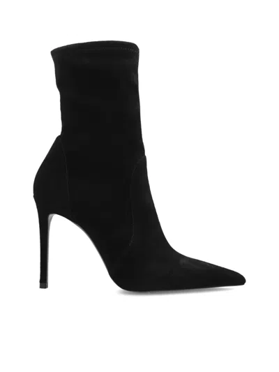Stuart Weitzman Black Ankle Boots With Stiletto Heel And Zip Closure On The Side In Suede Woman In Black