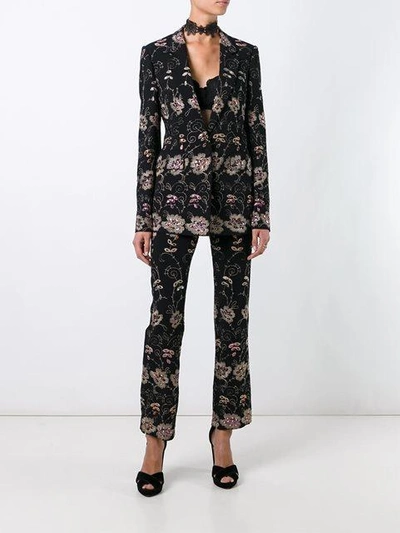 Shop Givenchy Floral Embroidered Trousers - Black