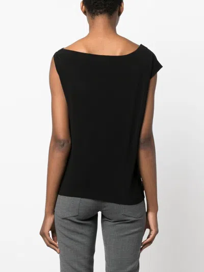 Norma Kamali Boat Neck Sleeveless Top With Curved Hem In Black
