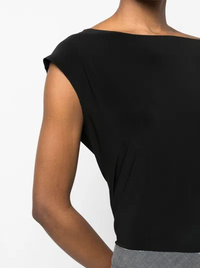 Norma Kamali Boat Neck Sleeveless Top With Curved Hem In Black