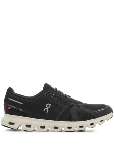 On Breathable Textile Sneakers With Distinctive Cushiing In Black