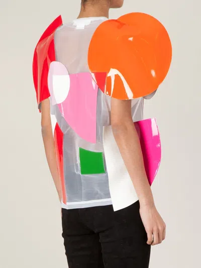 Junya Watanabe Colorful Geometric Patchwork Top With Short Sleeves In Multi