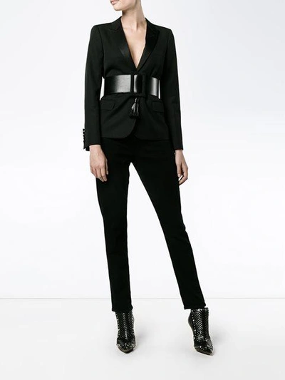 Shop Gucci Satin Lapel Single-breasted Blazer In Black