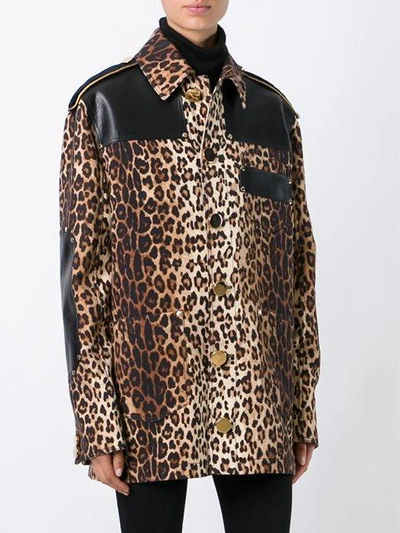 Shop Givenchy Leopard Print Grain De Poudre Jacket In Brown