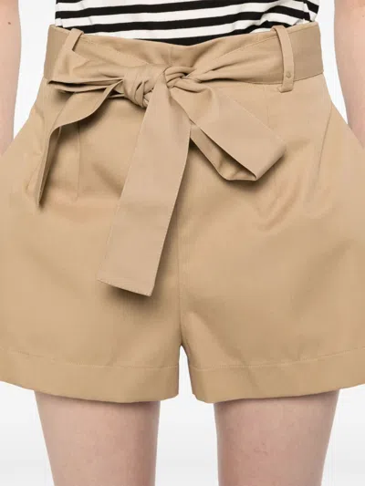 Moncler Cotton Blend Shorts Trousers Beige In Brown