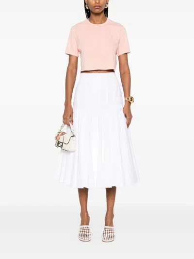 Fendi Women Pink T-shirt With Cropped Design And Raised Logo On The Front In Cotton Woman