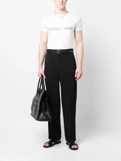 Saint Laurent Cotton T-shirt In Reverse Design In White