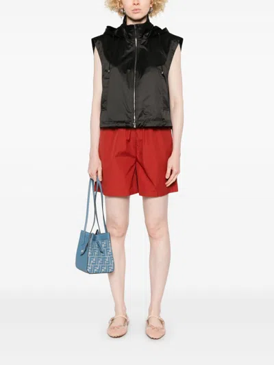 Fendi Hooded Zipped Vest In Black