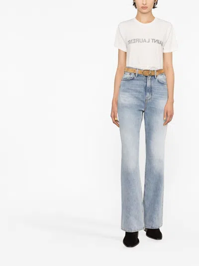 Saint Laurent Reverse Logo-print T-shirt In White