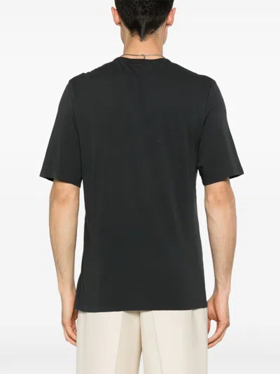 Saint Laurent Dark Grey T-shirt With Logo Lettering On The Front Tone-on-tone In Cotton Man In Animal Print