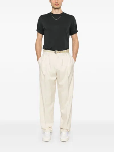 Saint Laurent Dark Grey T-shirt With Logo Lettering On The Front Tone-on-tone In Cotton Man In Animal Print