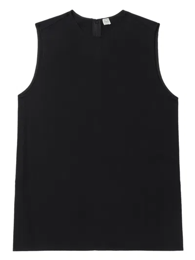 Totême Crew Neck Sleeveless Lightweight Fabric Top In Black