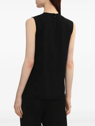 Totême Crew Neck Sleeveless Lightweight Fabric Top In Black