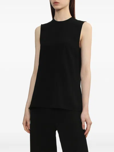 Totême Crew Neck Sleeveless Lightweight Fabric Top In Black