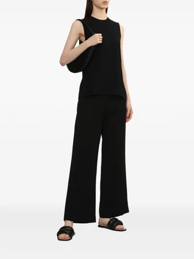 Totême Crew Neck Sleeveless Lightweight Fabric Top In Black