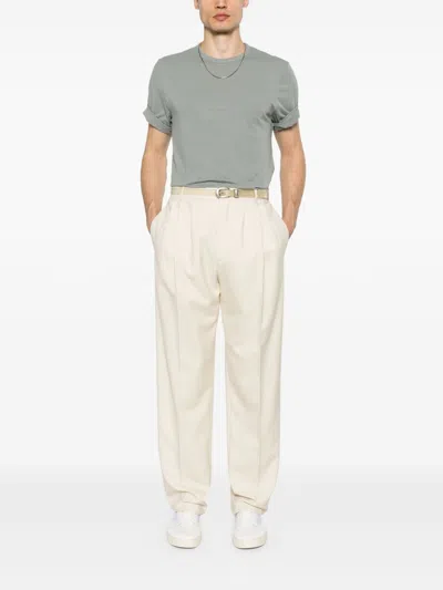 Saint Laurent Tonal Logo Embroidery Cotton T Shirt In Gray