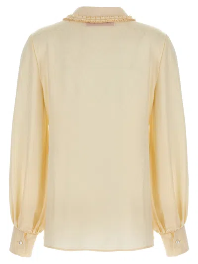 Valentino "toute La V" Silk Jacquard Shirt In Neutral