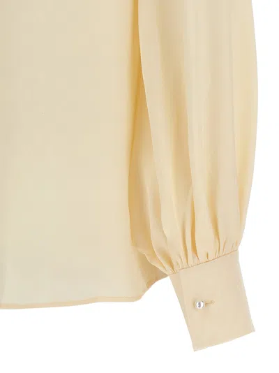 Valentino "toute La V" Silk Jacquard Shirt In Neutral