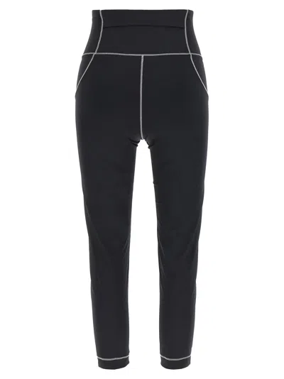 Moncler Logo Leggings Featuring Contrast Stitching In Black