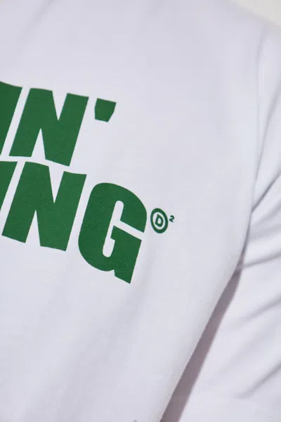 Dsquared2 White Crewneck T-shirt With Print On The Front And Logo Lettering On The Rear