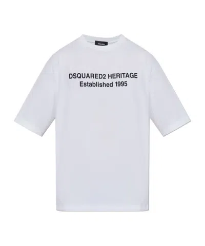 Dsquared2 Mens White Heritage 95 Text-print Cotton T-shirt In White