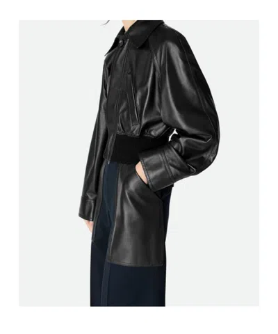 Bottega Veneta Short Lamb Leather Bomber Jacket