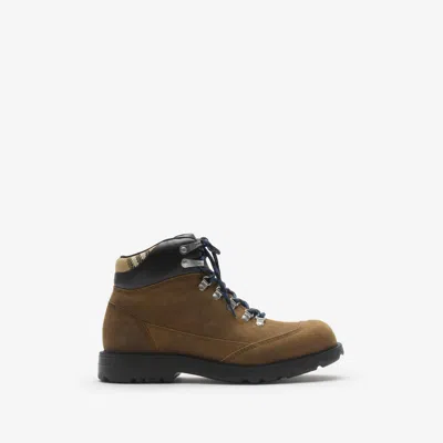 Burberry Moor Suede Lace-up Hiking Boots In Brown