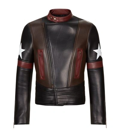Givenchy Panel Leather Jacket In Black