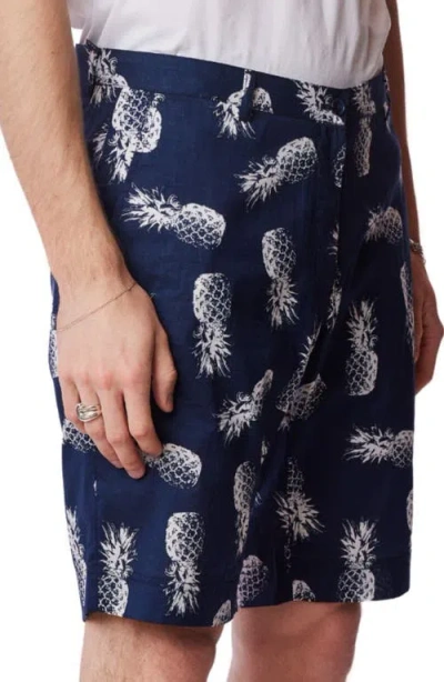 Paisley & Gray Men's Felix Slim Fit Pineapple Print 8-1/2" Shorts In Blue