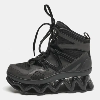 Pre-owned Marc By Marc Jacobs Black Leather Snd Mesh Spring Platform High Top Sneakers Size 37