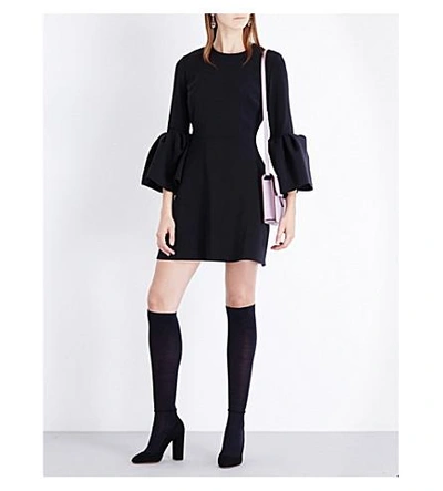 Shop Roksanda Hadari Stretch-crepe Mini Dress In Black