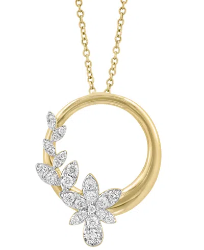 Effy Collection Effy Diamond Vine & Polished Circle Pendant Necklace (1/3 Ct. T.w.) In 14k Gold