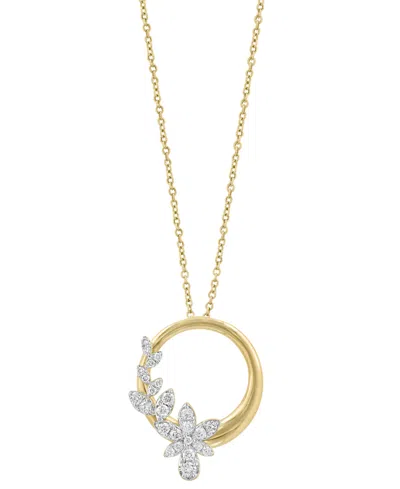 Effy Collection Effy Diamond Vine & Polished Circle Pendant Necklace (1/3 Ct. T.w.) In 14k Gold