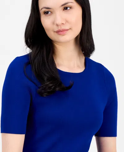 Tahari Asl Women's Fine-rib Crewneck Sweater T-shirt, Regular & Petite