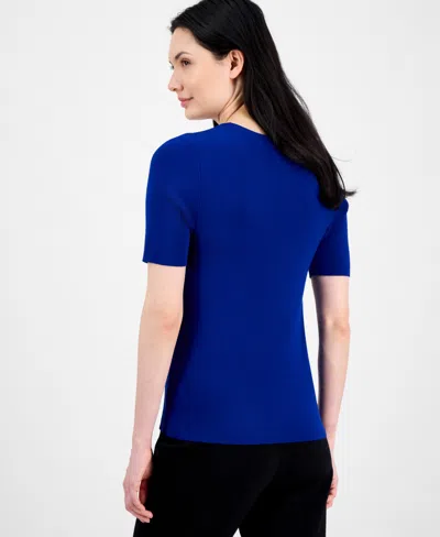 Tahari Asl Women's Fine-rib Crewneck Sweater T-shirt, Regular & Petite