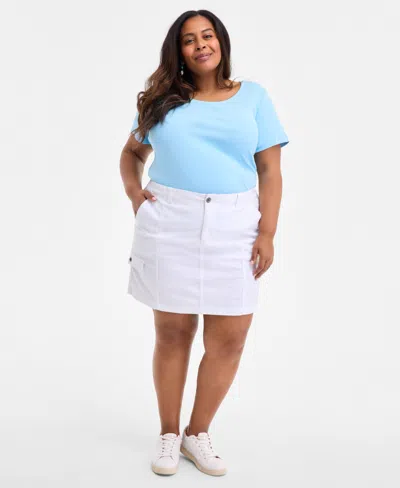 Style & Co Plus Size Comfort-waist Cargo Skirt, Exclusively At Macy's In White