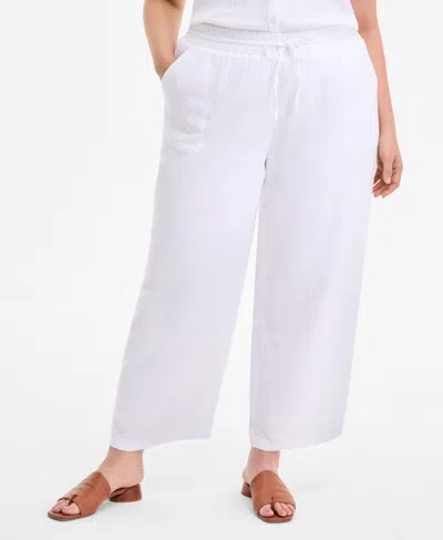 Style & Co Women's Cotton Eyelet Pull-on Wide-leg Pants, Exclusively At Macy's In White