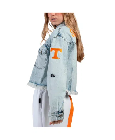 Hype And Vice Women's Denim Alabama Crimson Tide Lightwash Full-button Jean Jacket In Blue