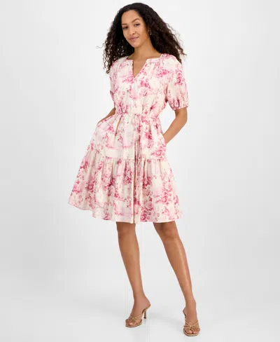 Julia Jordan Poplin Mini Dress In Multi