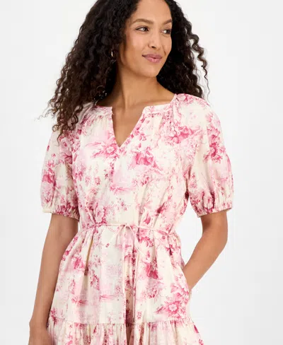 Julia Jordan Poplin Mini Dress In Multi