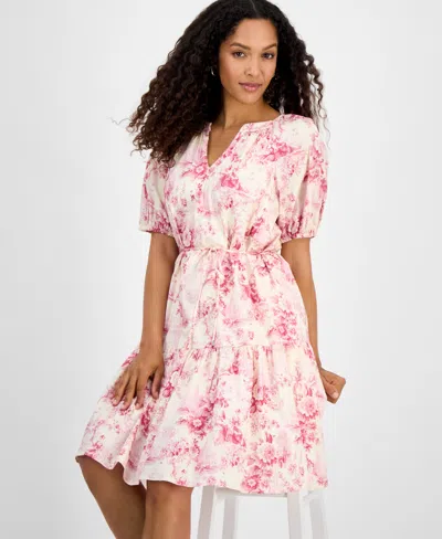 Julia Jordan Poplin Mini Dress In Multi