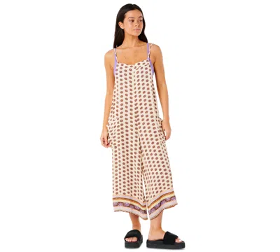 Rip Curl Cala Nights Print Wide Leg Jumpsuit In Neutral
