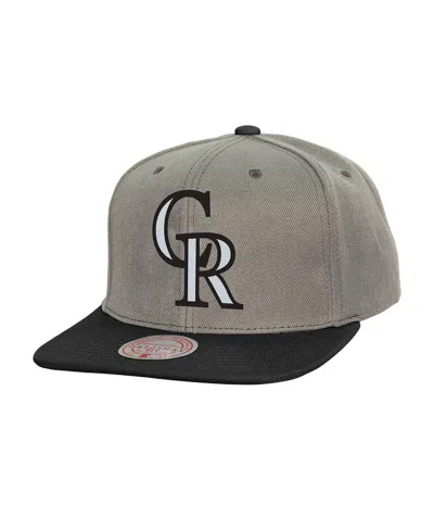 Mitchell & Ness Men's Gray Colorado Rockies Basic Flip Snapback Hat