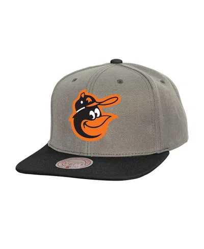 Mitchell & Ness Men's Gray Baltimore Orioles Cooperstown Collection Basic Flip Snapback Hat