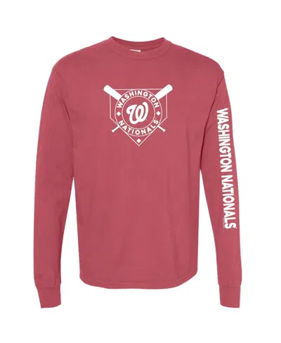 Soft As A Grape Women's Red Washington Nationals Pigment Dye Long Sleeve T-shirt In Pink