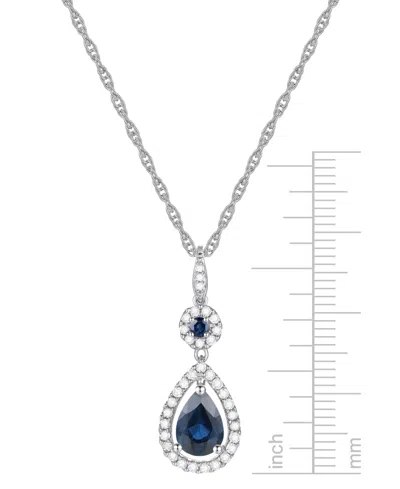 Macy's Sapphire (1-1/3 Ct. T.w.) And Diamond (1/4 Ct. T.w.) Drop Pendant Necklace Set In 14k White Gold (al