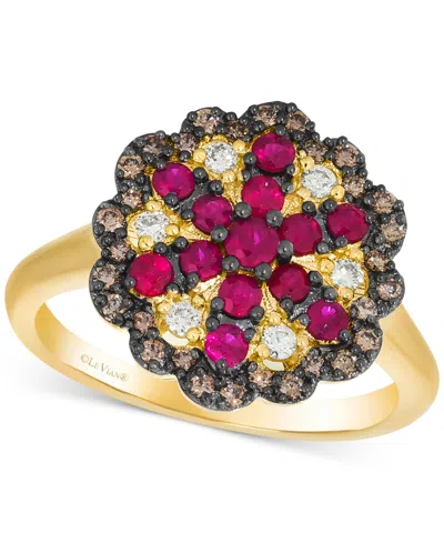 Le Vian Ruby (1/2 Ct. T.w.) & Diamond (1/3 Ct. T.w.) Statement Ring In 14k Yellow Gold